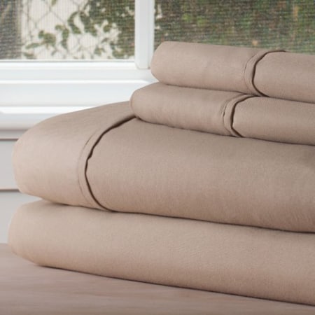 Hastings Home Brushed Microfiber 4-piece Bed Linens with Fitted, Flat Sheet, and 2 Pillowcases (Queen, Taupe) 387605VAQ